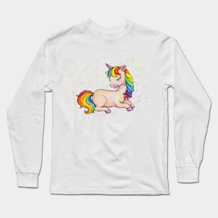 Sleeping Rainbow Unicorn Long Sleeve T-Shirt